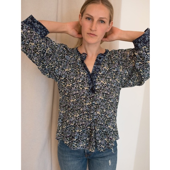 Apiece Apart Everlasting Blouse in Floral Navy - Picture 13 of 13